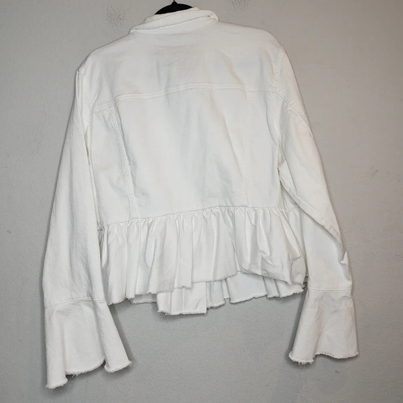 NWT Lane Bryant White Denim Jacket Peplum Hem Flare Sleeve Button Front Sz 22 3X - Picture 6 of 16